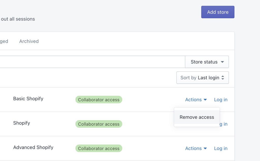 Removing access to a client’s Shopify store